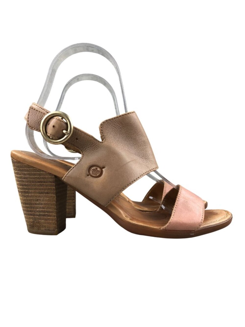 Born Women's Size 7M Cindie Brown Leather Open Toe High Heel Slingback Sandals